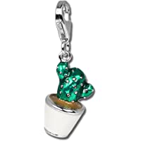 SilberDream FC611 Colgante con diseño de cactus en maceta- esmaltado verde- plata de ley 925